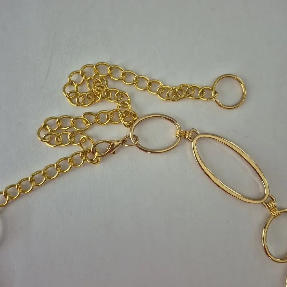 Gold Tone Metal Oval and Circle Chain Link Retro Waist Hip Belt 42 IN Total